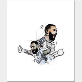 Karim Benzema on Sketch Art Posters and Art